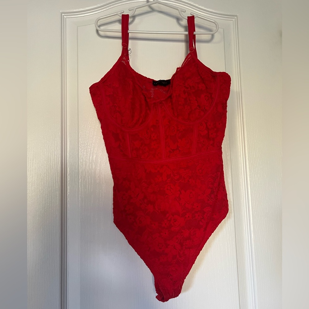Red Lacey Lingerie Bodysuit